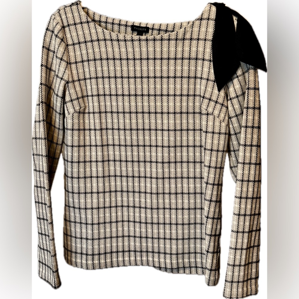 Talbots Checkered Top with Black Accent